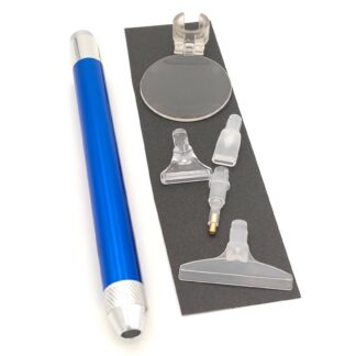Illuminated pen with magnifier and heads