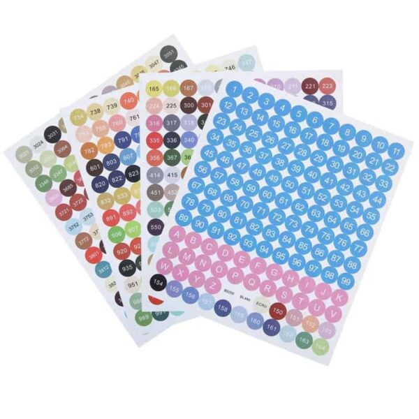 Étiquettes rondes couleur + numéro DMC