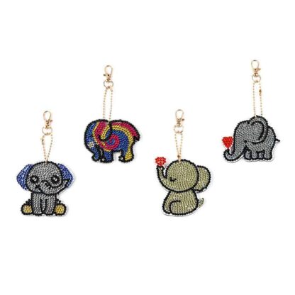 Portes-clés éléphants broderie diamant