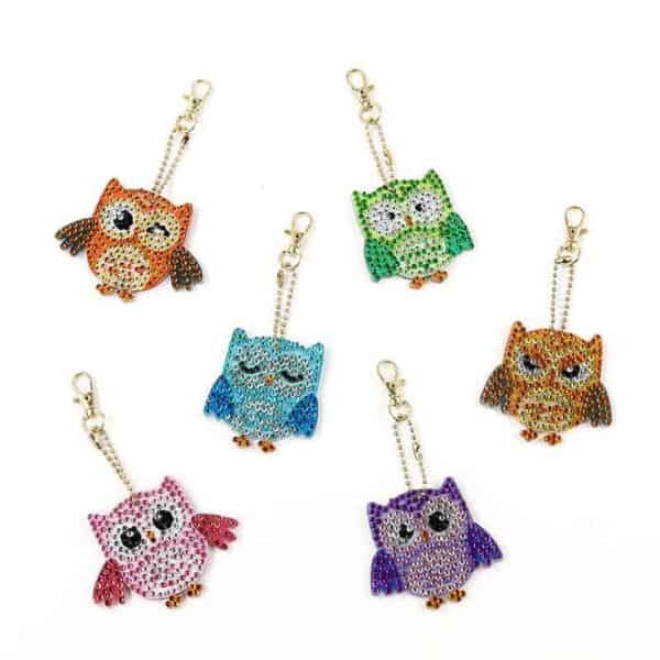 Diamant broderie bufniță breloc de cheie bufniță