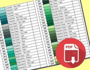 Carta de colores DMC para diamond painting por tonos (archivo PDF para descargar)