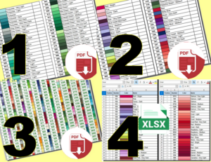Ultimatives Paket! 4 DMC-Farbkarten für Diamond Painting als PDF und Excel (XLSX)