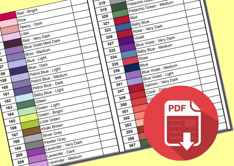 DMC-Farbkarte für Diamond Painting (PDF-Datei zum Herunterladen)