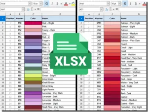 Carta de colores de pintura de diamantes DMC (hoja de cálculo Excel XLSX para descargar)