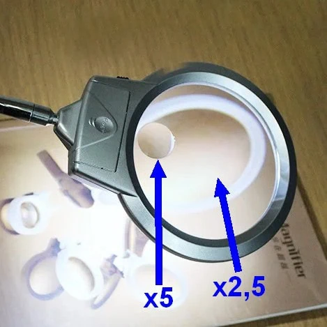 Flexibel clip-on vergrootglas met LED-lampje